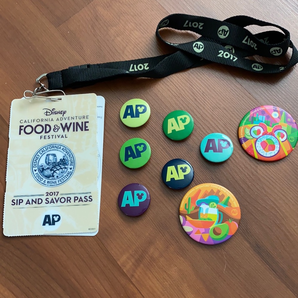 Disney AP food and wine buttons